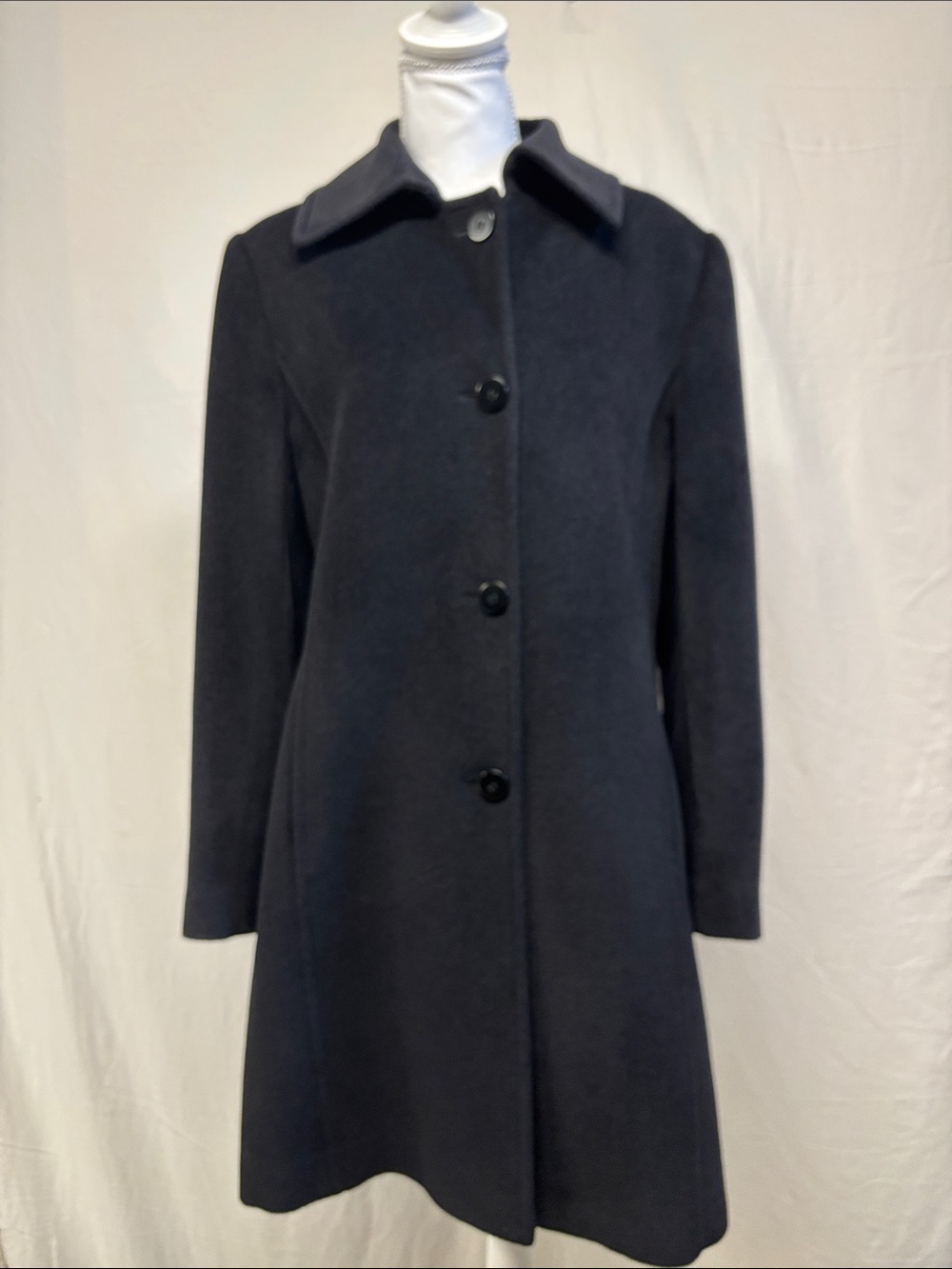 Jones New York Black Single-Breasted Wool Trench Coat